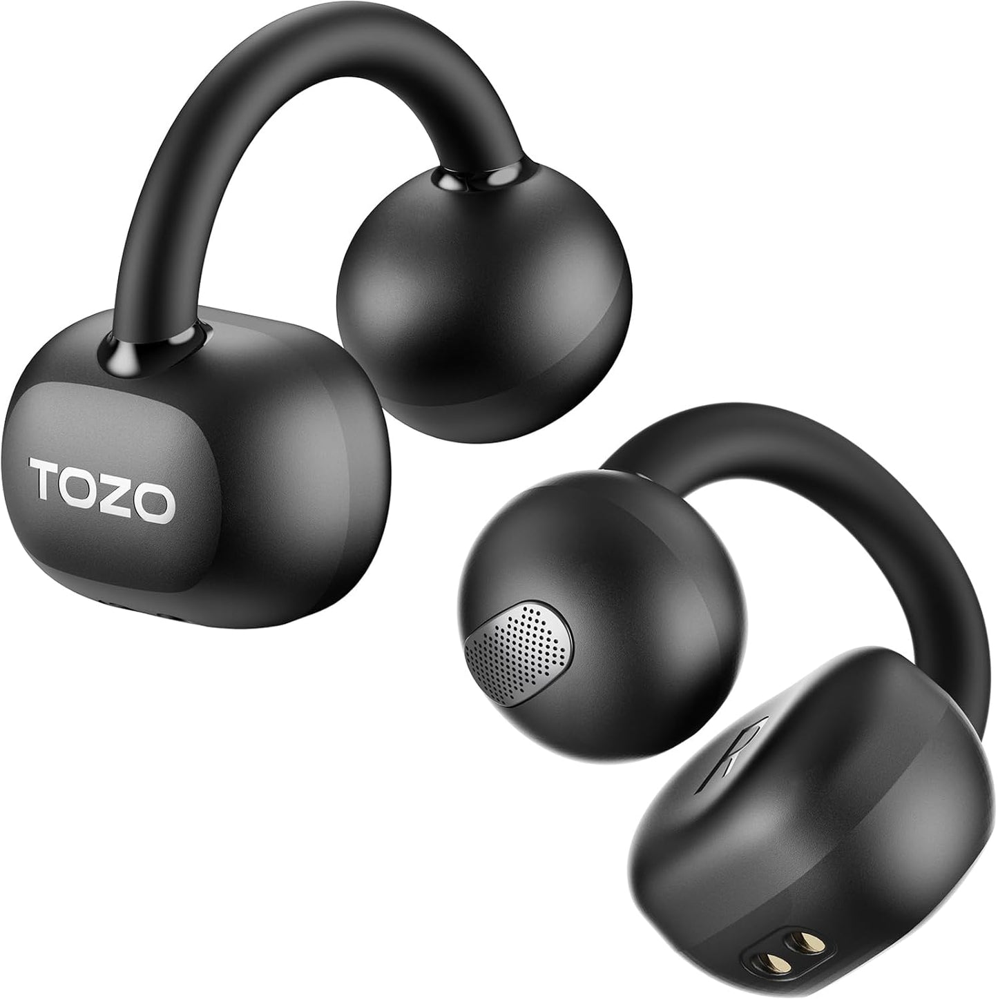 TOZO OpenEarRing Open Ear Headphones, Clip On Earphones, Lightweight Comfort, Wireless Open Ear Earbuds with Smart Digital Display, 40H Playtime, IPX5 Waterproof, Bluetooth 5.4, Custom EQ via App