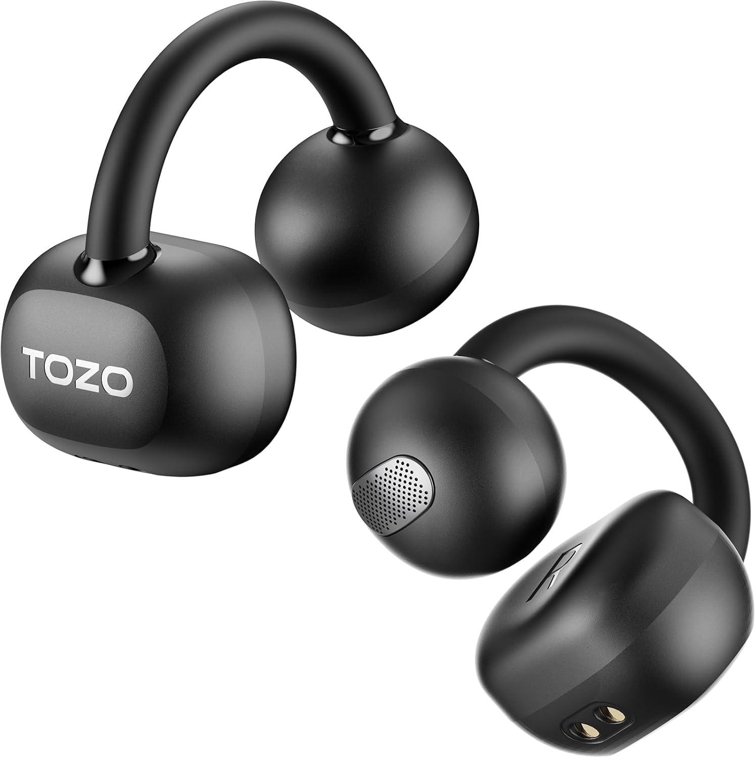 TOZO OpenEarRing Open Ear Headphones, Clip On Earphones, Lightweight Comfort, Wireless Open Ear Earbuds with Smart Digital Display, 40H Playtime, IPX5 Waterproof, Bluetooth 5.4, Custom EQ via App