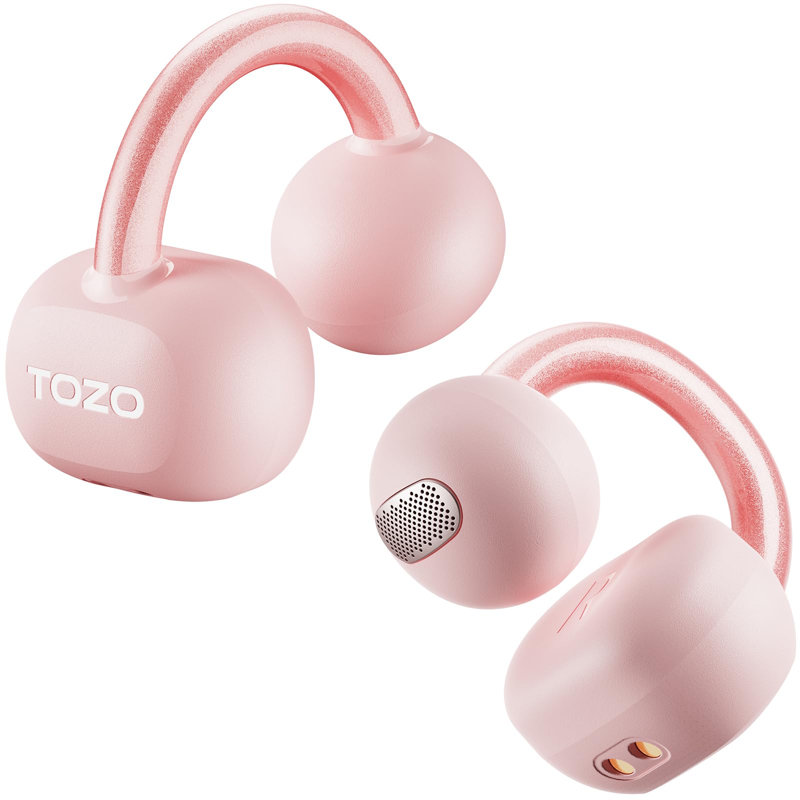 TOZO OpenEarRing Open Ear Headphones, Clip On Earphones, Lightweight Comfort, Wireless Open Ear Earbuds with Smart Digital Display, 40H Playtime, IPX5 Waterproof, Bluetooth 5.4, Custom EQ via App