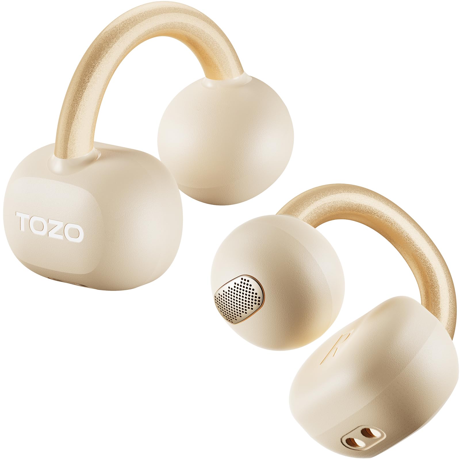 TOZO OpenEarRing Open Ear Headphones, Clip On Earphones, Lightweight Comfort, Wireless Open Ear Earbuds with Smart Digital Display, 40H Playtime, IPX5 Waterproof, Bluetooth 5.4, Custom EQ via App