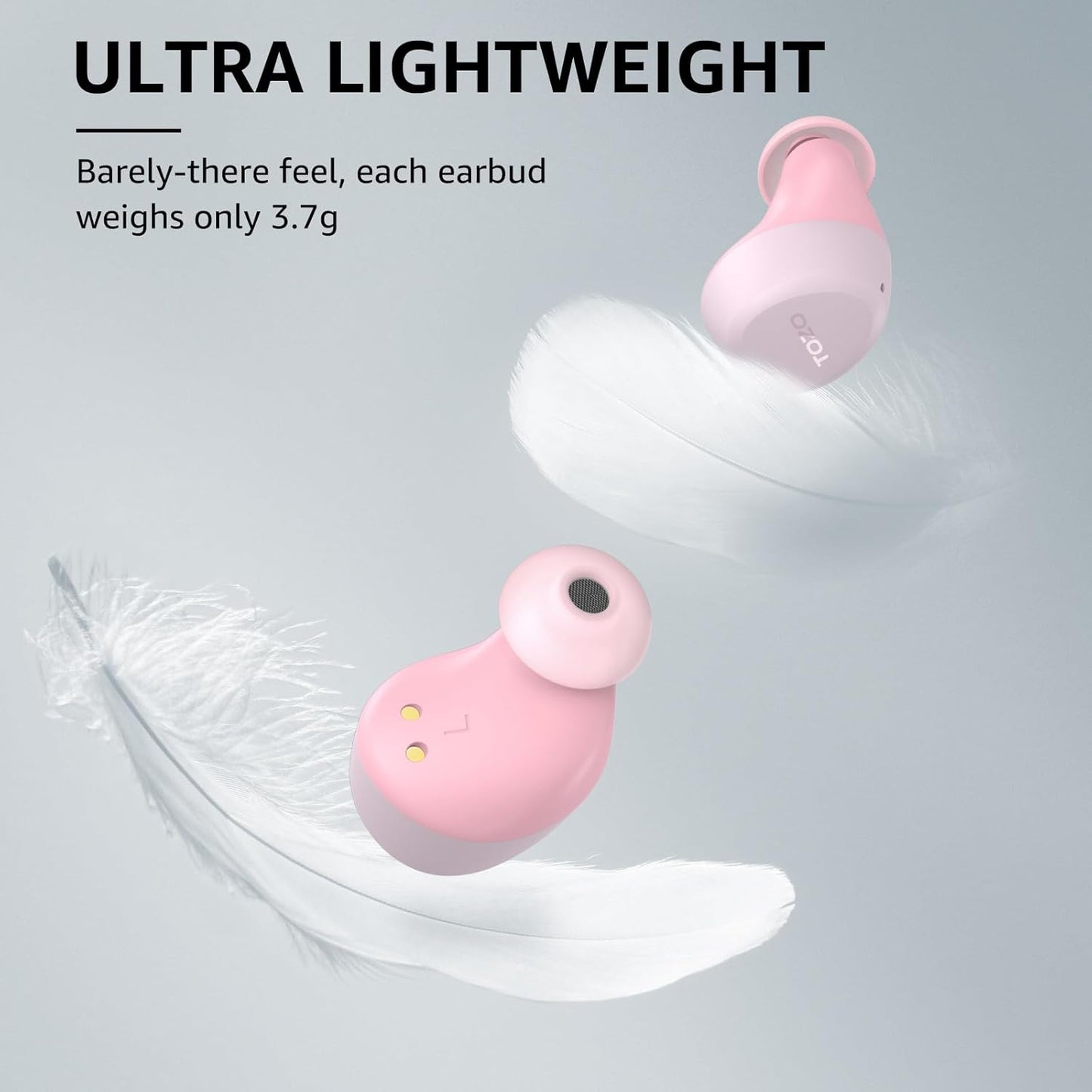 TOZO A1 Wireless Earbuds, Bluetooth 5.3 Earphones, Support APP EQ Setting, 30H Long Playtime, Ear Buds with HiFi Stereo Sound, Light-Weight Wireless Earphones, IPX5 Waterproof Pink