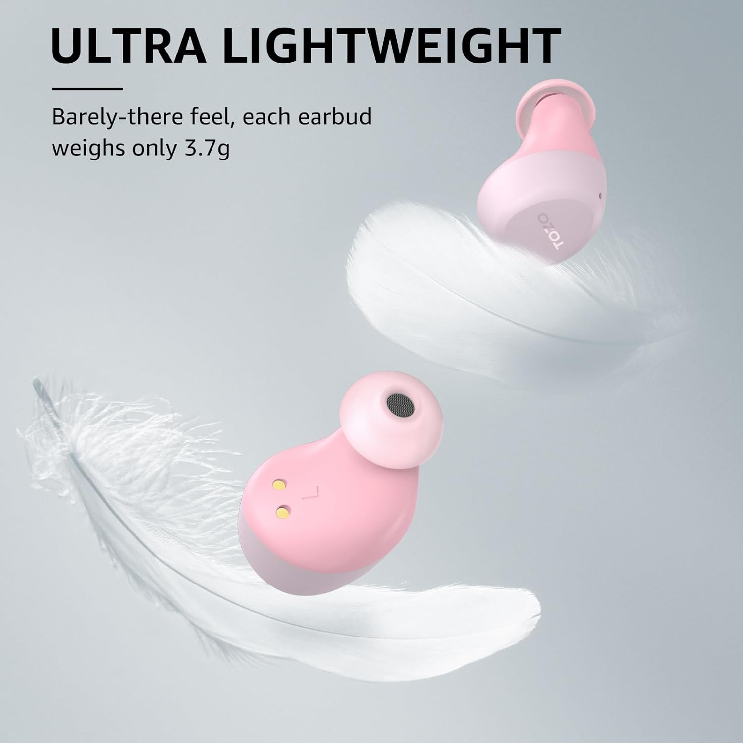TOZO A1 Wireless Earbuds, Bluetooth 5.3 Earphones, Support APP EQ Setting, 30H Long Playtime, Ear Buds with HiFi Stereo Sound, Light-Weight Wireless Earphones, IPX5 Waterproof Pink