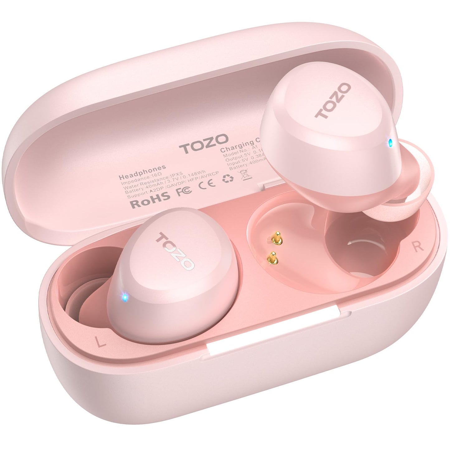 TOZO A1 Wireless Earbuds, Bluetooth 5.3 Earphones, Support APP EQ Setting, 30H Long Playtime, Ear Buds with HiFi Stereo Sound, Light-Weight Wireless Earphones, IPX5 Waterproof Pink