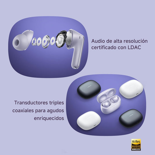 Xiaomi Redmi Buds 6 Pro, True-to-Life Audio, Hi-Res Audio with coaxial Dual Drivers, LDAC, Up to 55dB Active Noise Cancellation, Compatible with Android iPhone and Bluetooth Device (Glacier White)