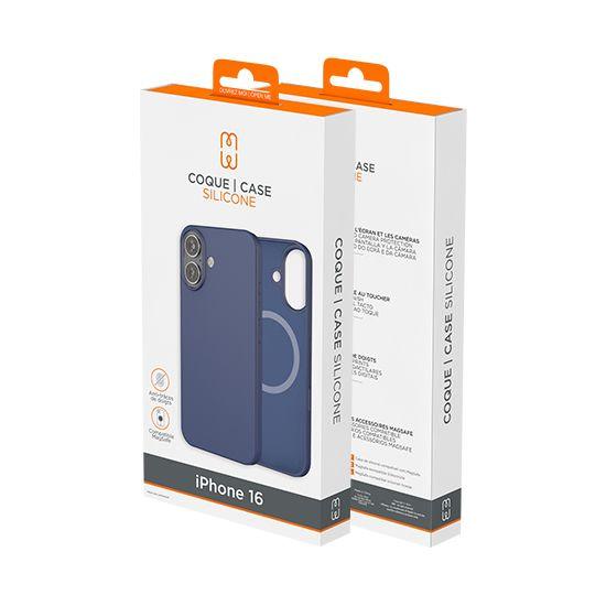 Coque silicone MagSafe iPhone 16 - Bleu